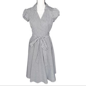 Zara Women · Black & White Striped Collared Wrap Maxi Dress · Sz M